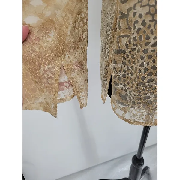 Sheer Gold Leopard Print Top Sequin Party‎ Holiday Layering Indie Sleaze Size S - Image 5