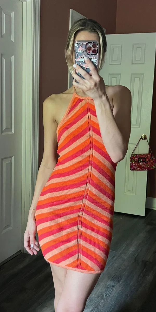 RUNAWAY THE LABEL Crochet Striped Halter Dress - Image 5