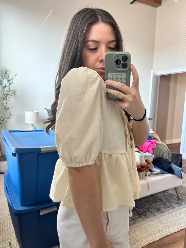 Peplum Tie Top Shein Front - Image 3