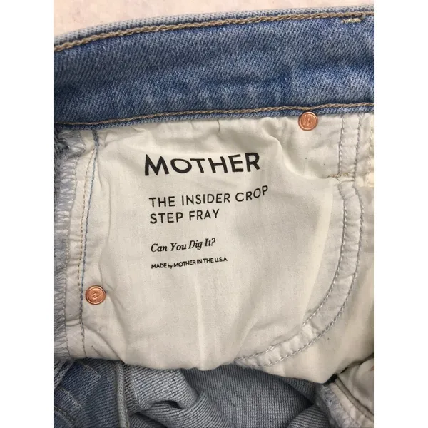 MOTHER The Insider Crop Step Fray Jeans Can You‎ Dig It Blue Denim 26 1157-1351 - Image 7
