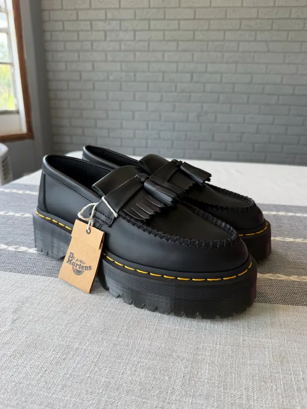 NWT Dr. Martens Adrian Quad Platform Loafers Size 9 Black Leather - Image 3