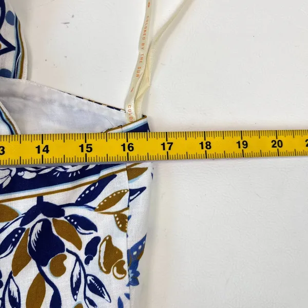 NWOT Farm Rio Linen Blend Floral Print Romper Blue Size M - Image 12