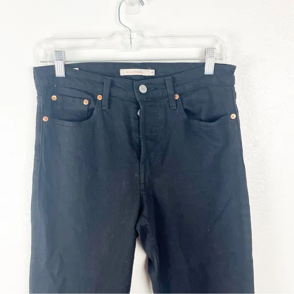LEVI’S Black Big E Button Fly Wedgie Straight Leg Jeans Size 28 Biker Casual - Image 7