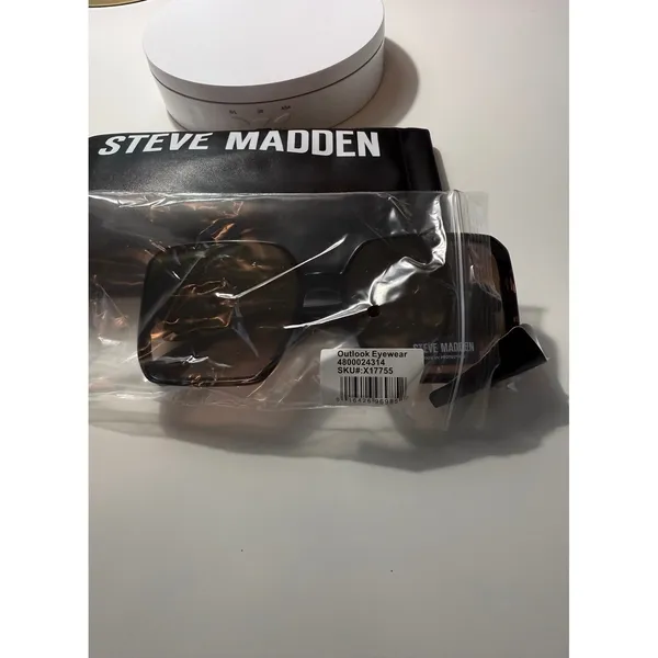 NWT Steve Madden Oversized Square Sunglasses Brown‎ Tortoise Gold Chain Bling - Image 4