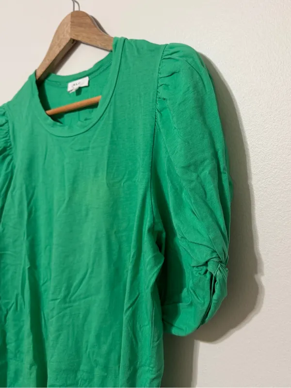 A.L.C. Kati Ruched Puff Sleeve Short Sleeve T-Shirt Top Size Small Green - Image 5
