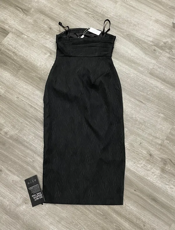 Black Muriel Jacquard Midi Dress - Image 7