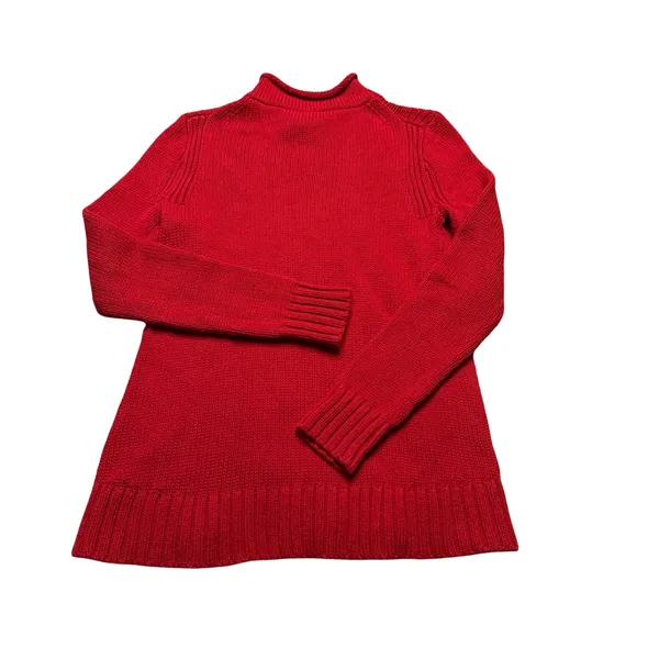 ✨🧶 Vintage J. CREW Roll Neck Knit Sweater Red Cotton Pullover Women’s Size S 🧶✨ - Image 5
