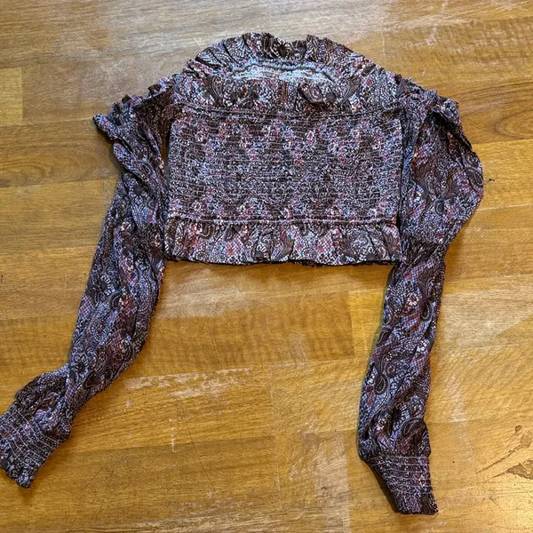 Anthropologie Brown Paisley Smocked Top - Image 3