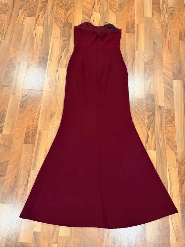 Strapless Burgundy Mermaid Evening Dress - Image 4