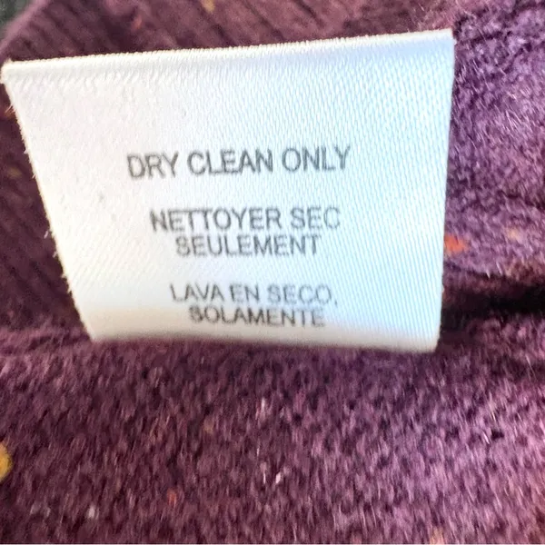 Worth Flecked Cap Sleeve Mockneck Wool Cashmere Sweater Dark Purple Small - Image 7