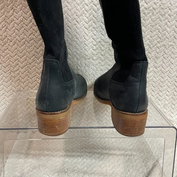 Lucky Brand Tilaree Womens Black Leather Suede Slip On Tall Boots Size 6.5‎ - Image 4