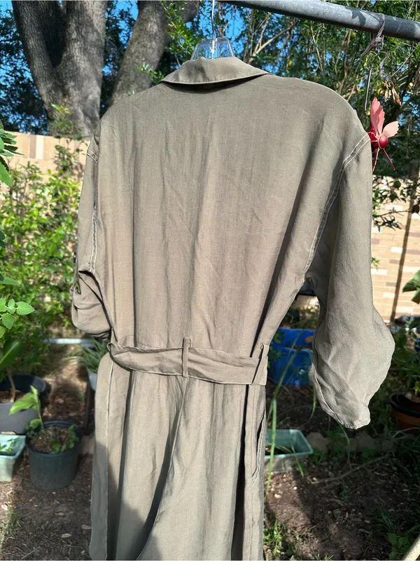 NWOT Zara Utility Jumpsuit Small S Olive Green Belted Safari Cargo Romper - Image 7