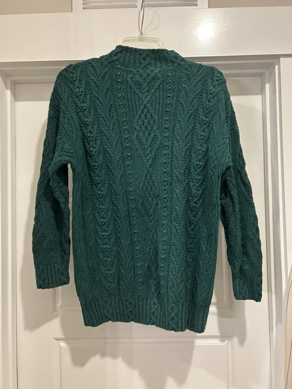 Vintage Express Handknitted Green Sweater Women’s size Large Cable Knit Academia - Image 7