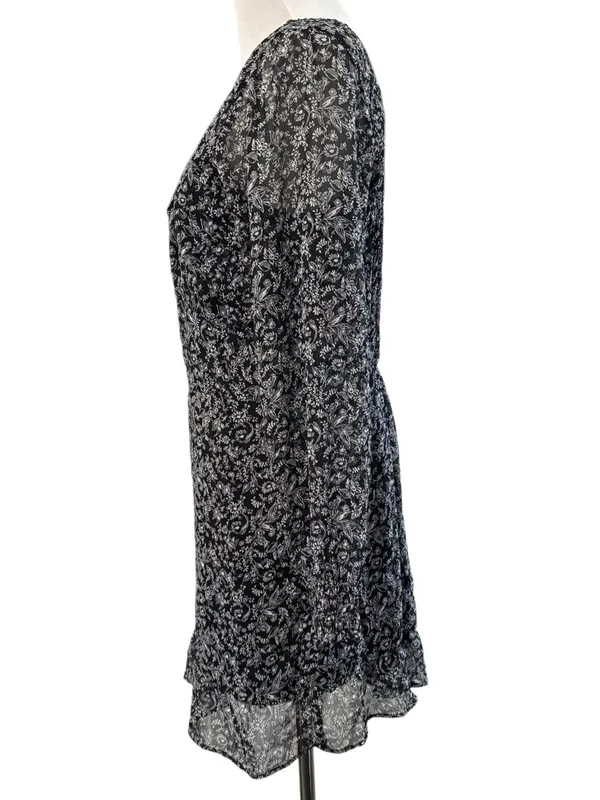 Abercrombie & Fitch Black Floral Smocked Mini Dress Size L - Image 4