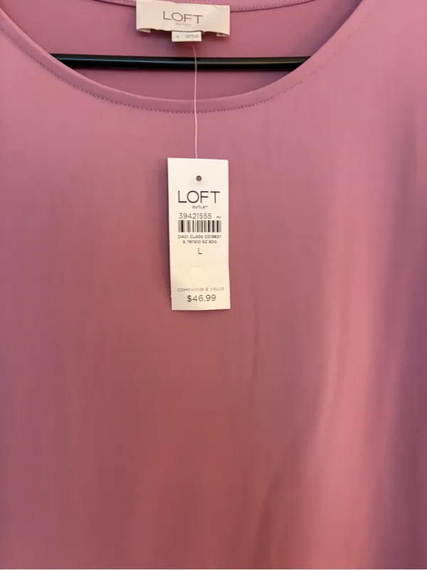 LOFT Dusty Pink Sleeveless Ruched-Side Tank Top - Image 2