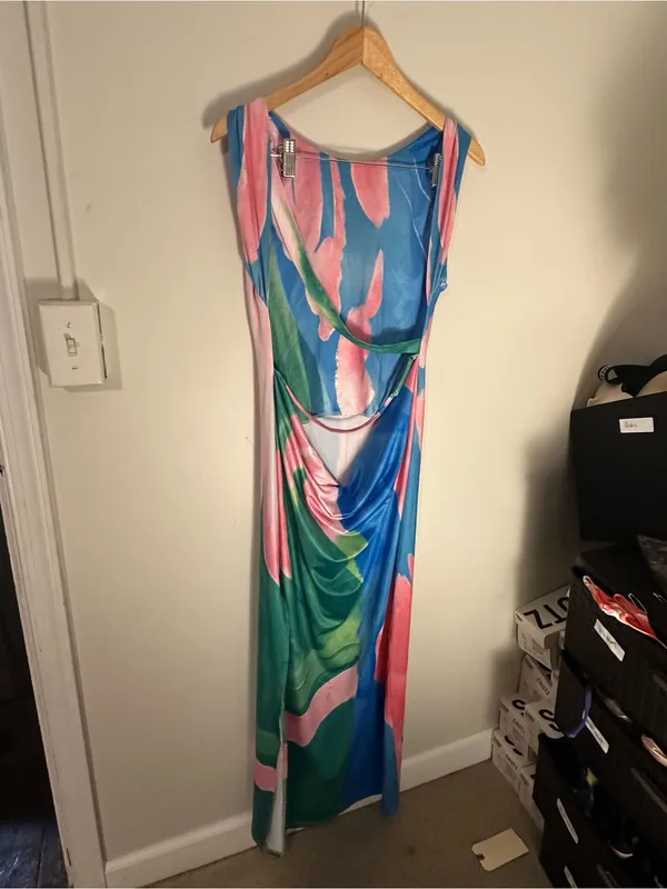 NWT Commense Monet Garden Print Sleeveless Long Dress extra large - Image 4