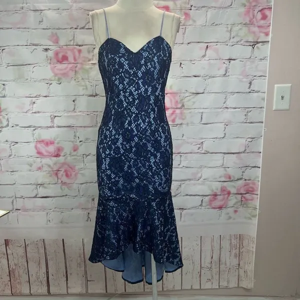 About Us Women's Angeline High Low Mermaid Ruffle Dress In Indigo Size XS NWT - Image 4