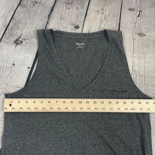 Madewell Heather Gray Knit Dress Shirt Strapless size Large 100% Cotton - Image 12