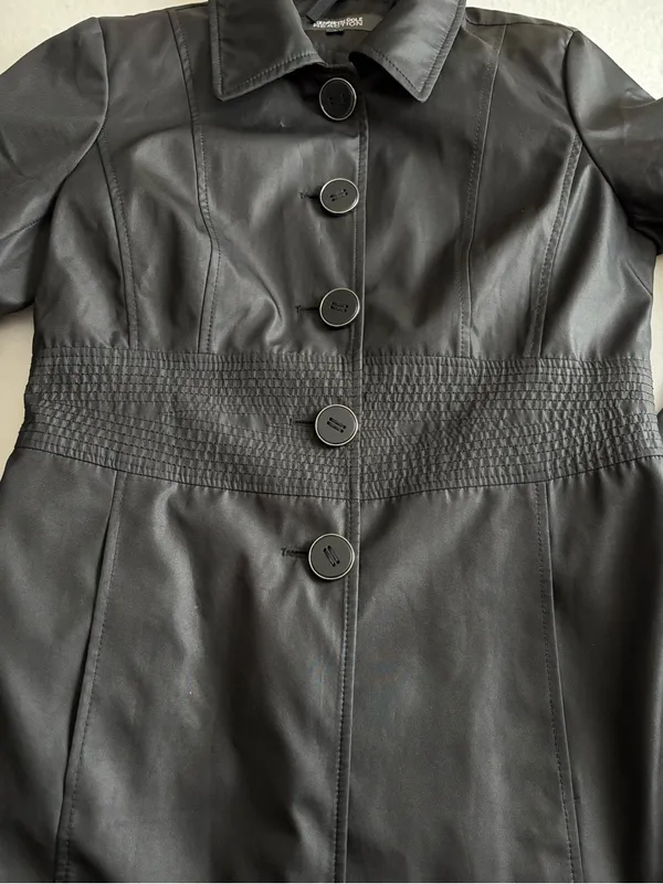 Kenneth Cole Black Button-Front Long Trench Coat - Image 10