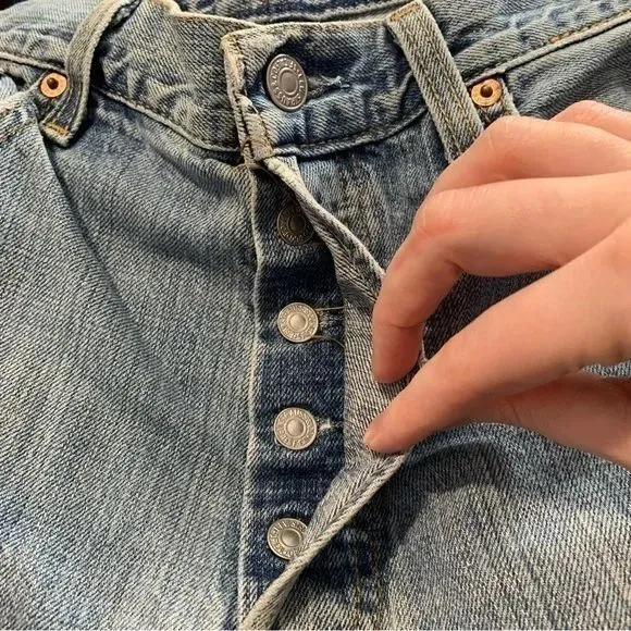 Levi's Womens Small Jeans Distressed Button Fly Urban Renewal Reworked Denim‎ - Image 2