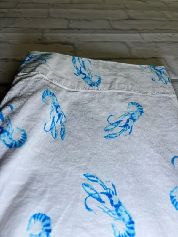 Maeve x Anthropologie Colette Blue Lobster Wide Leg High Rise Crop 25 Linen - Image 15