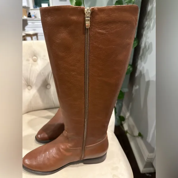 Marc Fisher Secrit studded zippered wide calf leather boots Color Cognac Size 9 - Image 5