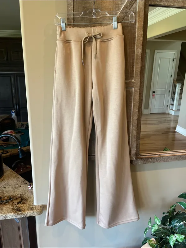 Tan Comfy Track Suit Women's Lounge Pants Drawstring and Matching Sweatshirt New - Image 2