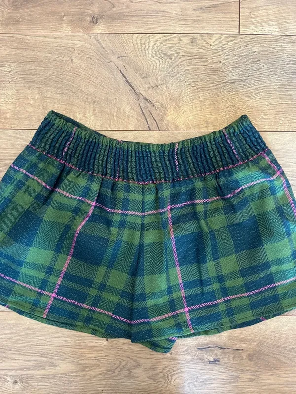 FREE PEOPLE 💚🩷 Green Plaid Mini Skirt with Pink Accent - Size Medium - Image 3