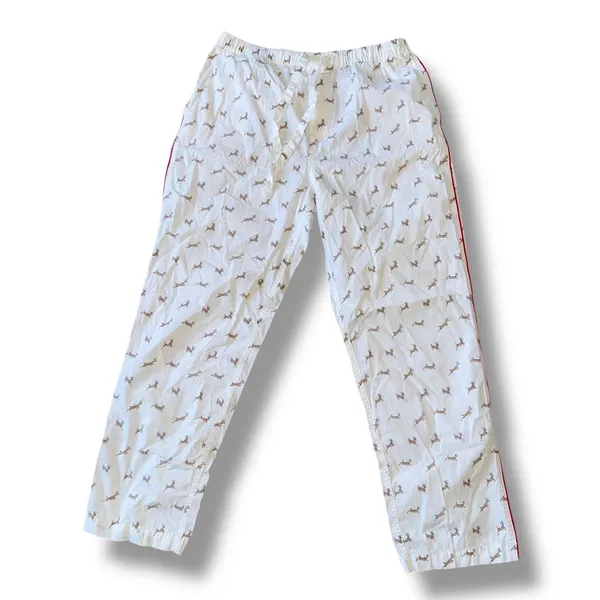 Sleepy Jones Women's Pajama‎ Set Size S Deer Print White Red Trim Sleepwear - Image 6