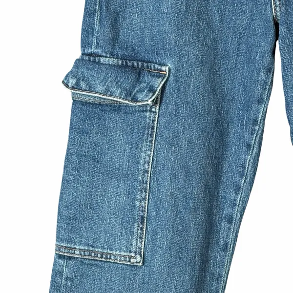 7 For All Mankind Cargo Jeans Size 27 Dark Blue Denim Logan Straight Leg Y2K - Image 4