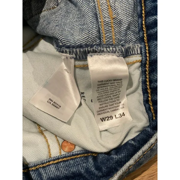 Lucky Brand Mens Medium Wash Straight Leg Distressed Jeans Size W29 L34 - Image 3