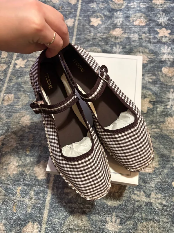 NEW Anthropologie Maeve Gingham Mary Jane Espadrille Flats Size 40 - Image 6