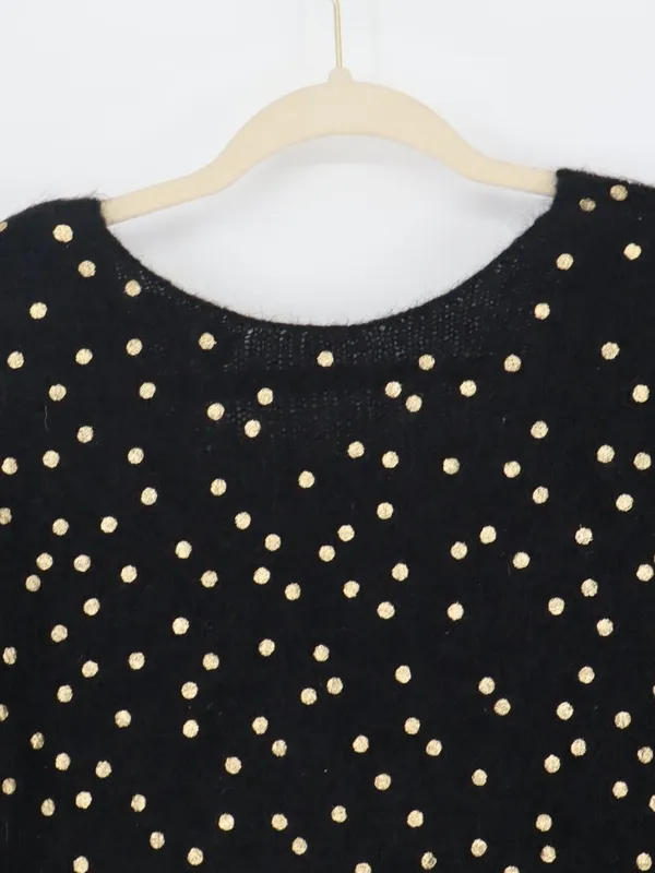 Sézane Lizy Cardigan Black Gold Metallic Dot Mohair Wool Blend Sweater Small - Image 12