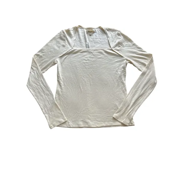 Madewell NWT Angled Neck Long‎ Sleeve Top Women's XL Antique Cream Beige - Image 4