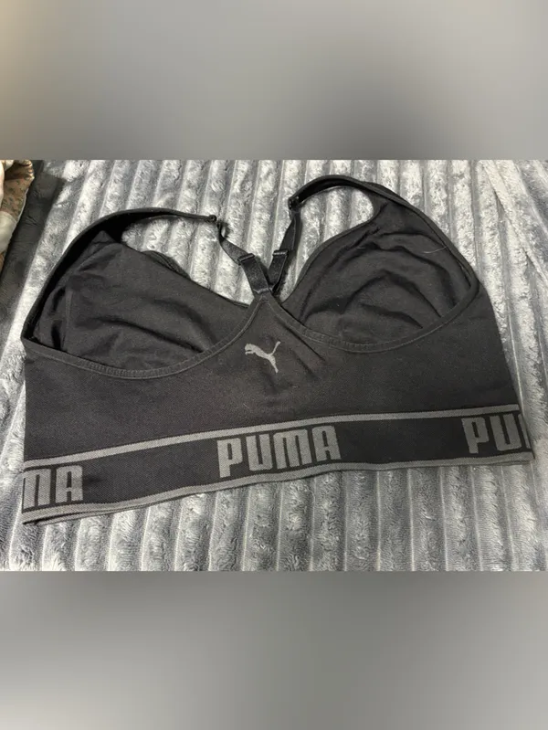 Puma Black Logo Elastic Seamless Sports Bra - Image 2