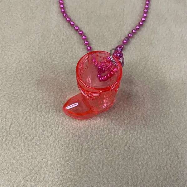 Pink Cowboy Boot Charm Necklace Fun Fiesta Party‎ Accessory Plastic Shot Glass - Image 3