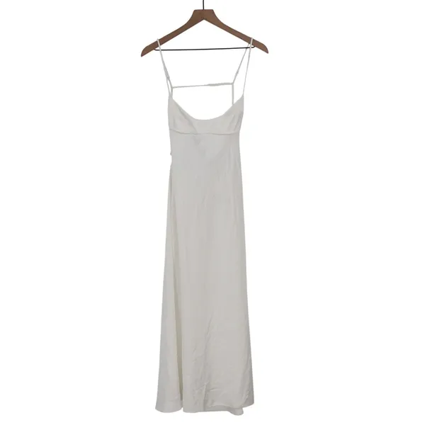 Zara Maxi Dress Womens Small White Sleeveless Cut-Out Back Spaghetti Straps - Image 2