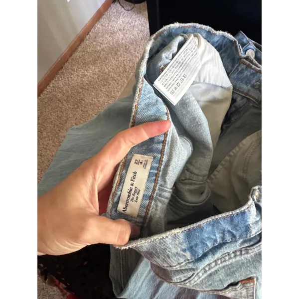 ABERCROMBIE & FITCH The Baggy Low Rise Cuffed Jeans Size 27 / 4 Short - Image 5