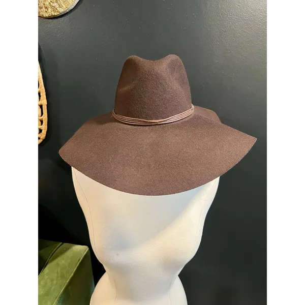 American Eagle Brown 100% Wool Wide Brim Floppy Hat - Image 2