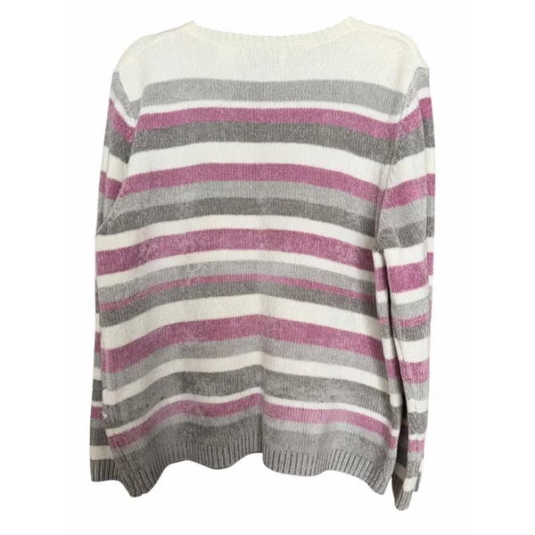 Alfred Dunner Acrylic Striped‎ Pullover Sweater Pink Women's Size Large - Image 2