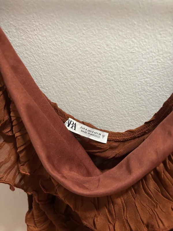 ZARA Ruffled Asymmetrical Top Textured - Image 2