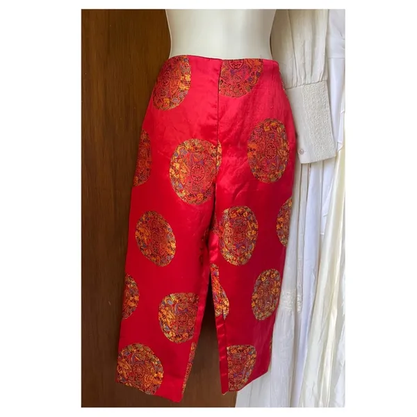Y2K Chinese medallion Capri pants Red Size XS - Image 2