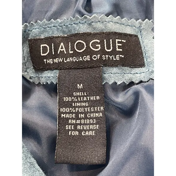 Vintage Dialogue Teal Blue Suede Leather Jacket Women’s M 90s Y2K Washable READ - Image 7