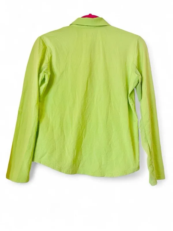 Bette & Court Cool Elements Neon Lime Green Golf Shirt M Quarter Zip Mesh UV - Image 6