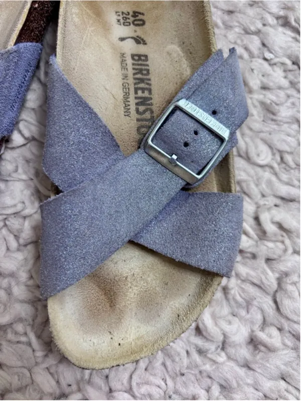 Women's Birkenstock Siena Suede Sandals Purple Shimmer Cross Strap Size 9 40 - Image 7