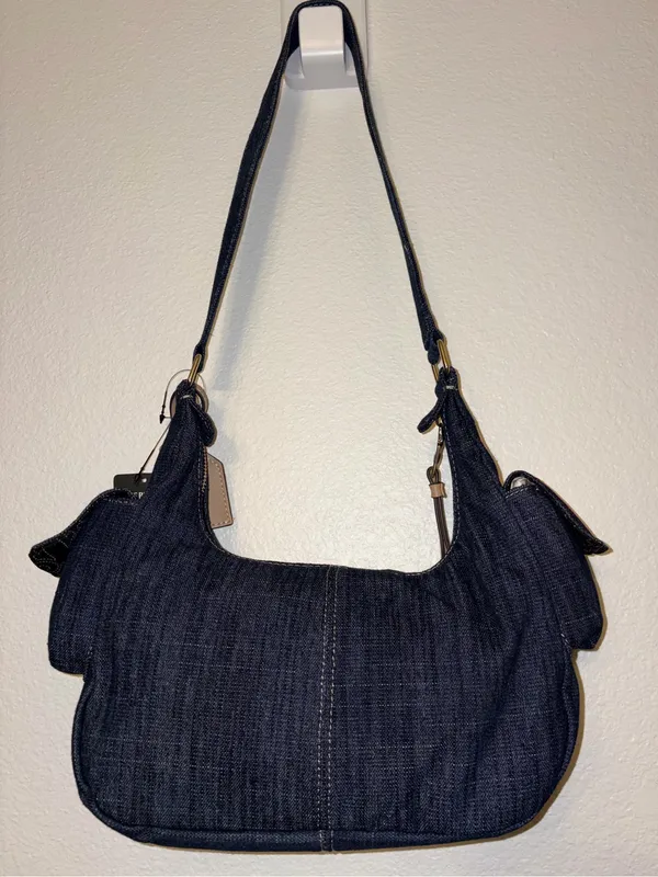 NWT True Religion Denim Embroidered Horseshoe Shoulder Bag Hobo Y2K Streetwear - Image 2
