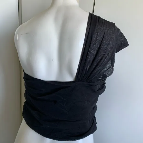 Anthropologie Maeve by black one shoulder tulle bow pullover size large blouse - Image 3