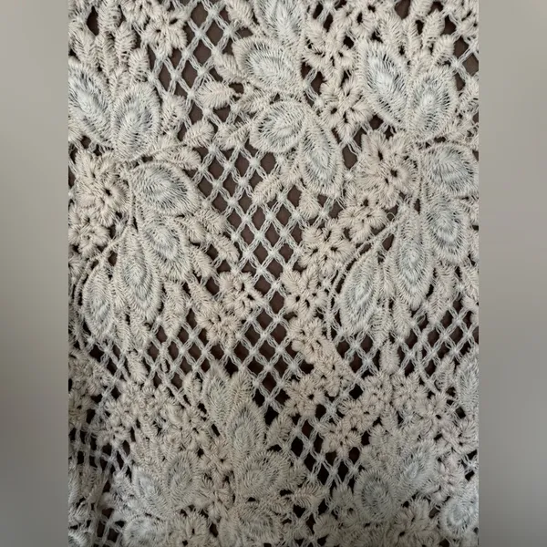 NEW Skies Are Blue NWT Cream Crochet Lined Lace Bell Sleeve Boho Dress ~ Medium - Image 6