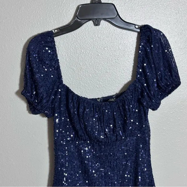 Windsor Women Navy Blue Party Season Sequin Bodycon Mini Dress size S.‎ - Image 4