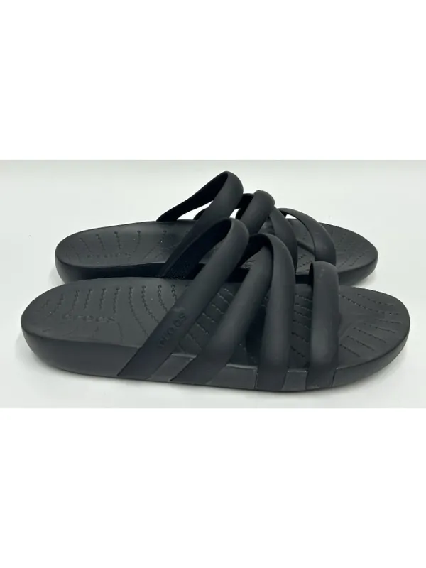 Crocs Splash Strappy Sandals Women’s Size 6 Black Slip On Slides Comfort - Image 2